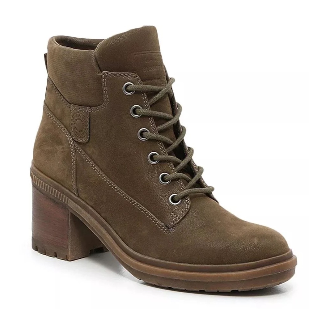 Olive / Brown Heeled Combat Boots